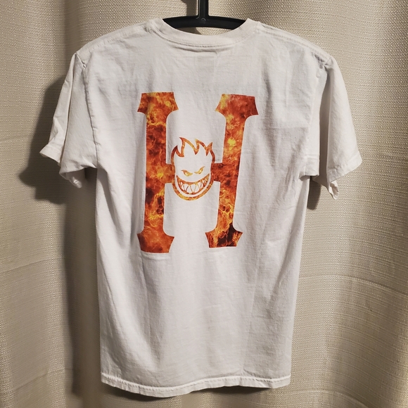 (4/$20) HUF Men's White T-Shirt with Orange Logo - Picture 5 of 11